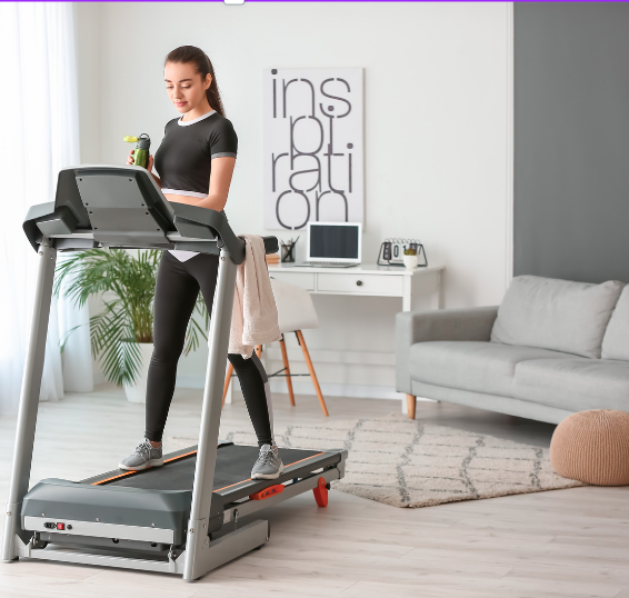 Girl on Home Gym Treadmill