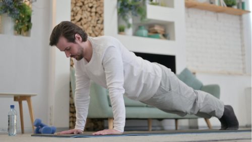 Man doing exercises to lose weight and increase fitness