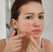 Girl picking her face "I know how to cure acne naturally in 3 days".