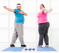 - obese couple exercising they want to Lose Weight as fast as possible