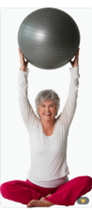 Senior dancing with huge ball to lose weight and increase fitness